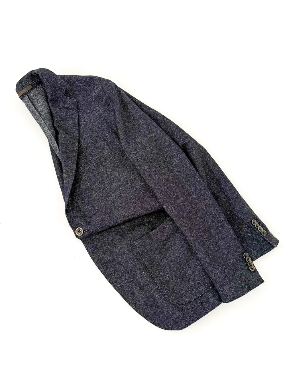 Eleventy Navy Silk Wool-Blend Two-Button Sport Coat Blazer Navy Textured 38R